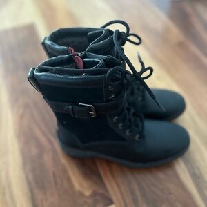 UGG Black Boots with Buckle Detail